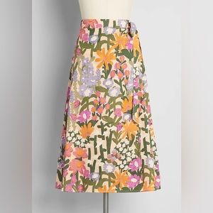 Princess Highway - My Watercolor Garden Wrap Skirt, Yellow, size small NWOT